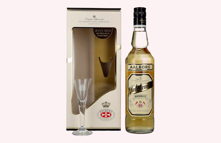 Aalborg Jubiläums Akvavit 40% Vol. 0,7l in Geschenkbox mit Glas