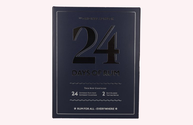 1423 24 DAYS OF RUM The Original Rum Box Blue Edition 42,5% Vol. 24x0,02l in Giftbox with 2 Nosing glasses
