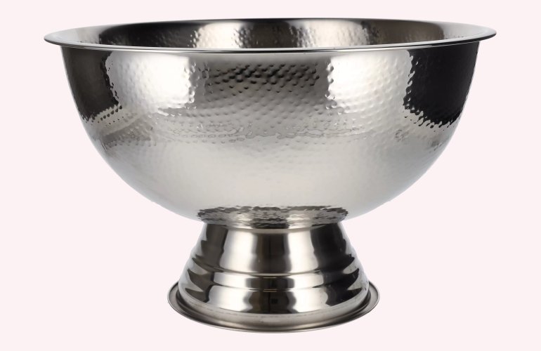 Champagnerschale Edelstahl Silber gehämmert 40x24 cm