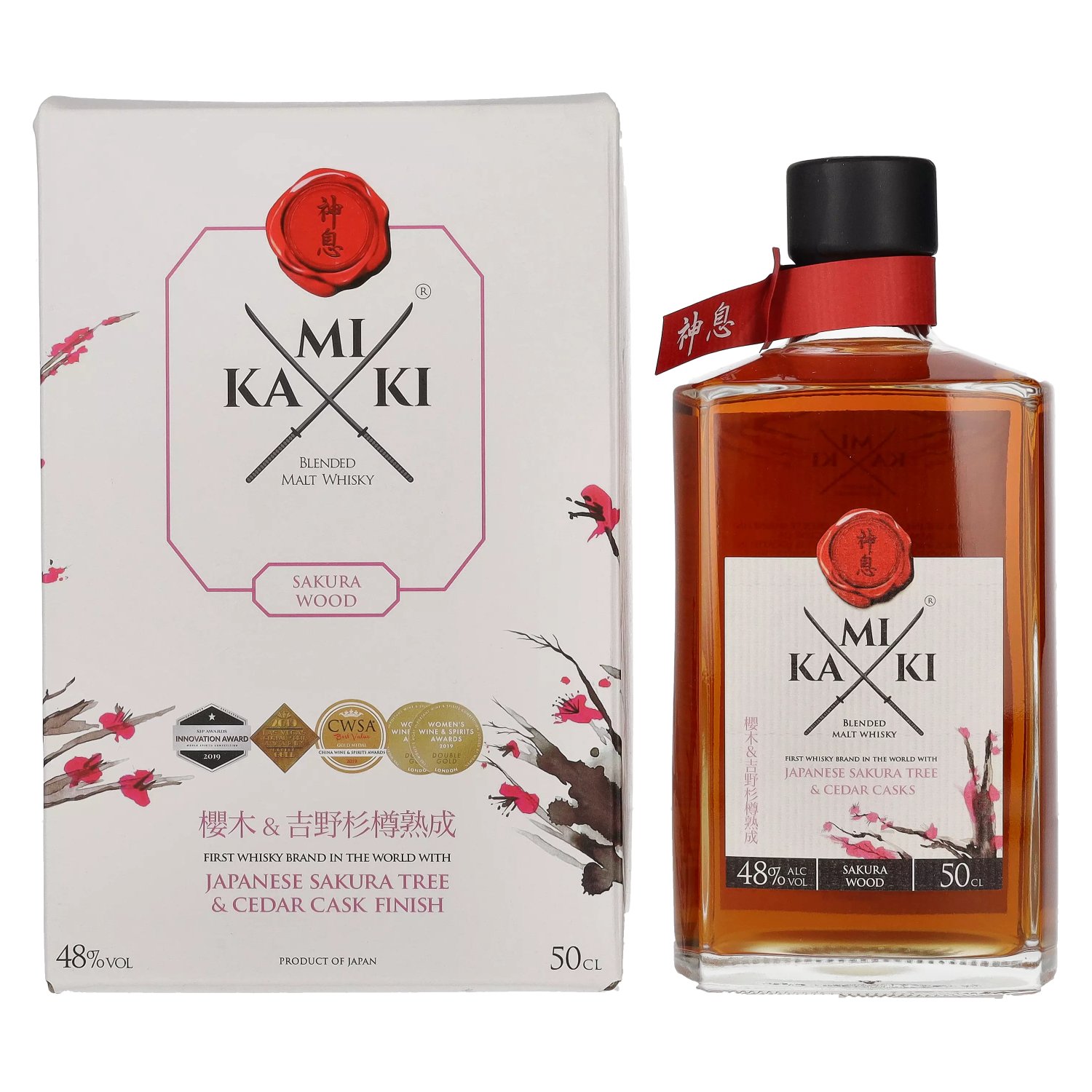 KAMIKI Blended Malt Whisky SAKURA CEDAR Cask Finish 48% Vol. 0,5l in Giftbox