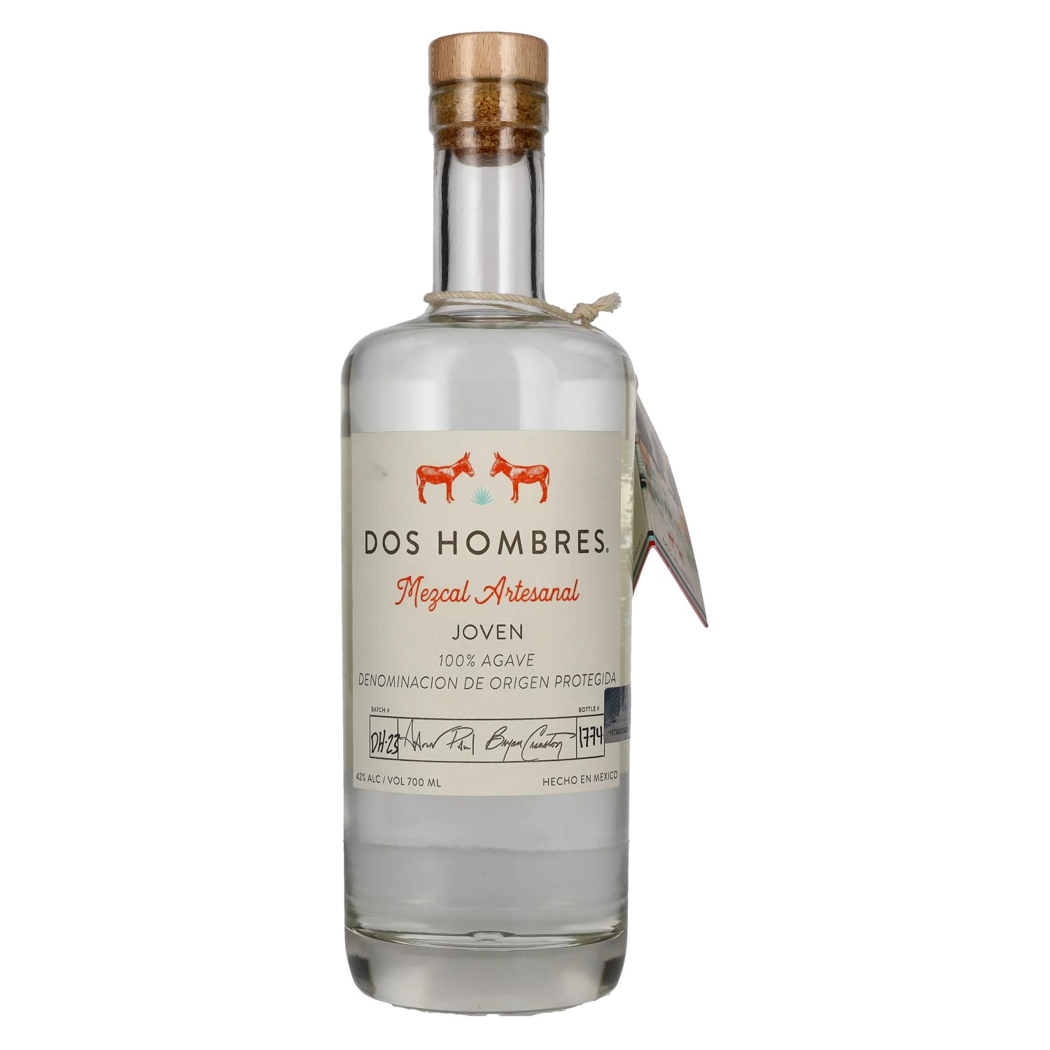 Dos Hombres Mezcal Artesanal JOVEN 100 Agave 42 Vol. 0,7l