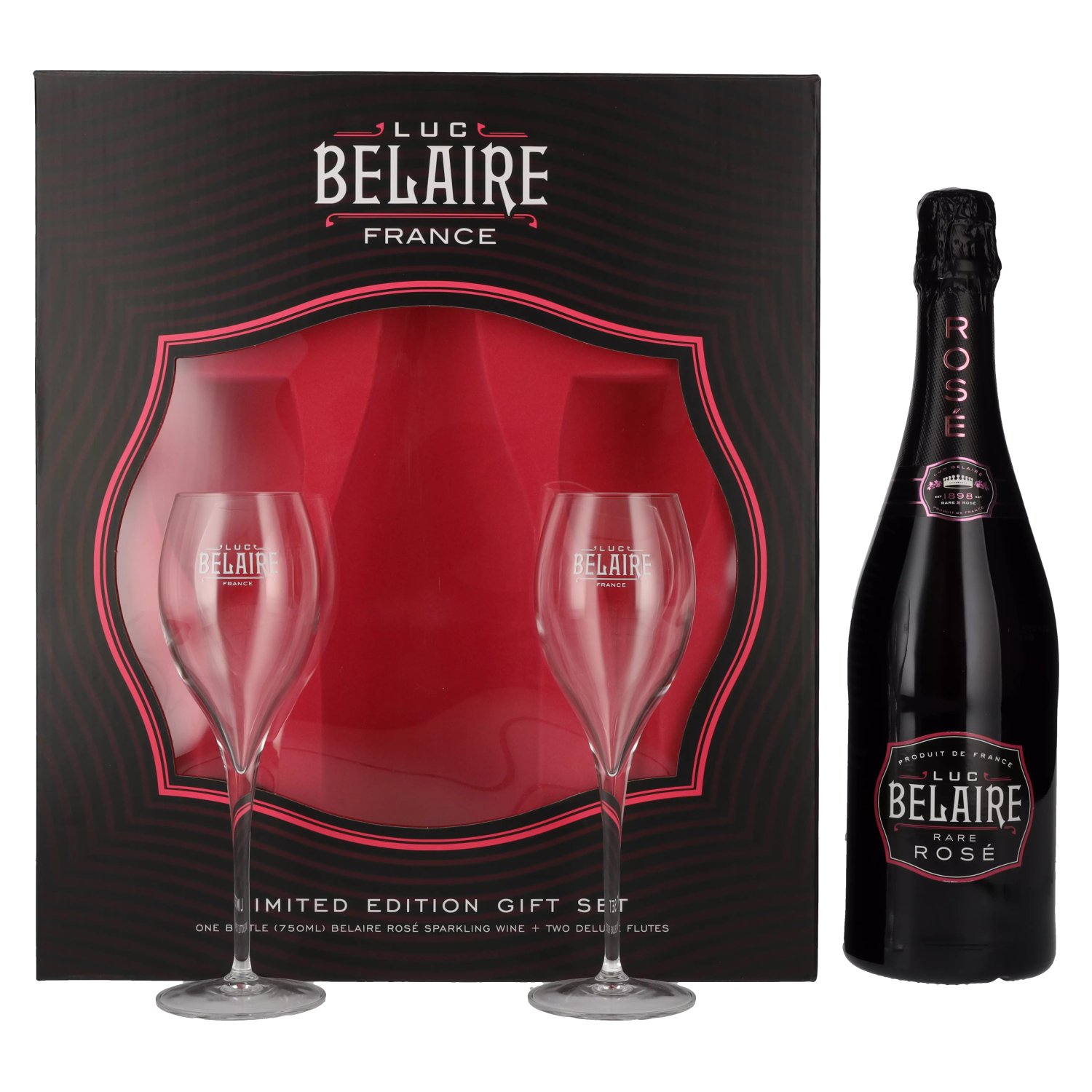 Luc Belaire Rare Rosé 12,5 Vol. 0,75l in Giftbox with 2 glasses