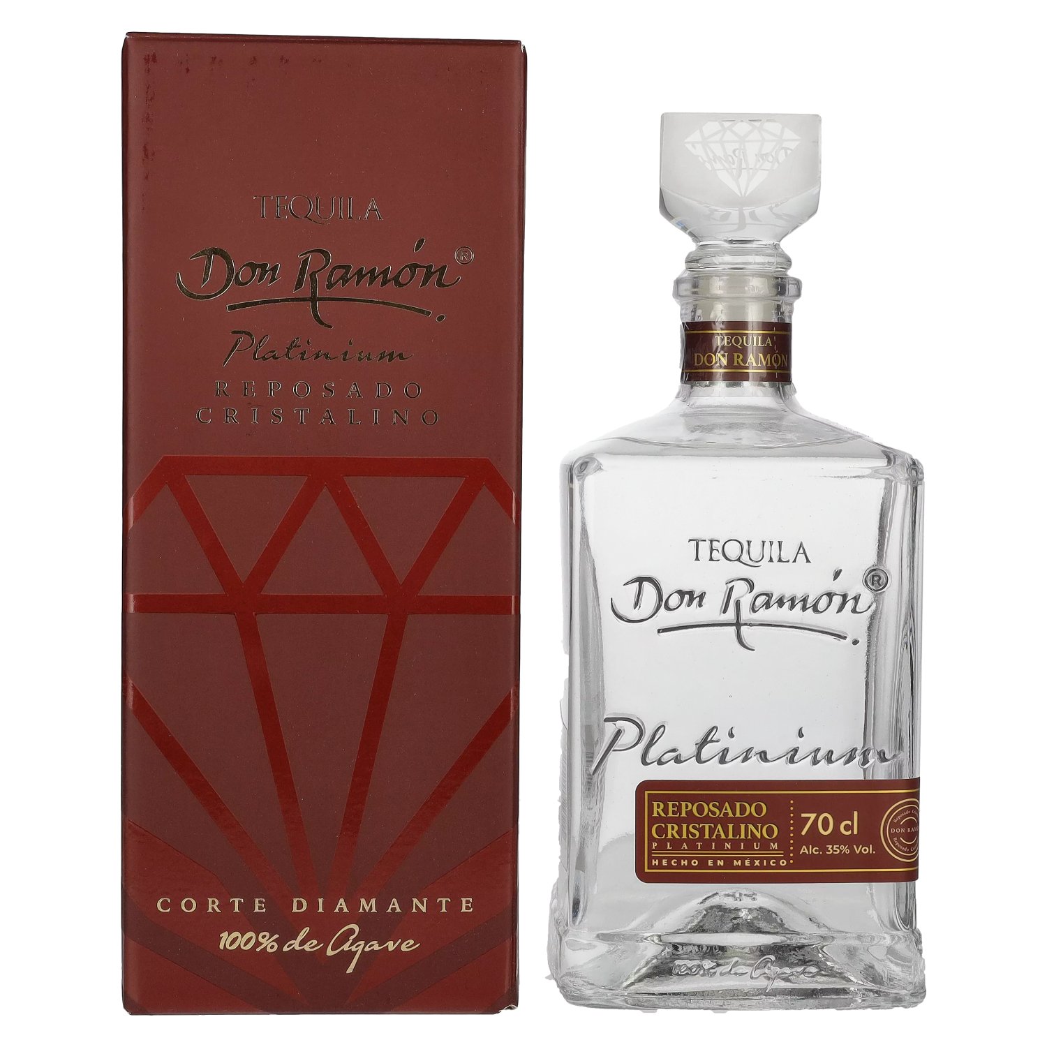 Don Ramón Platinum Reposado Cristalino 100 Agave 35 Vol. 0,7l in Giftbox