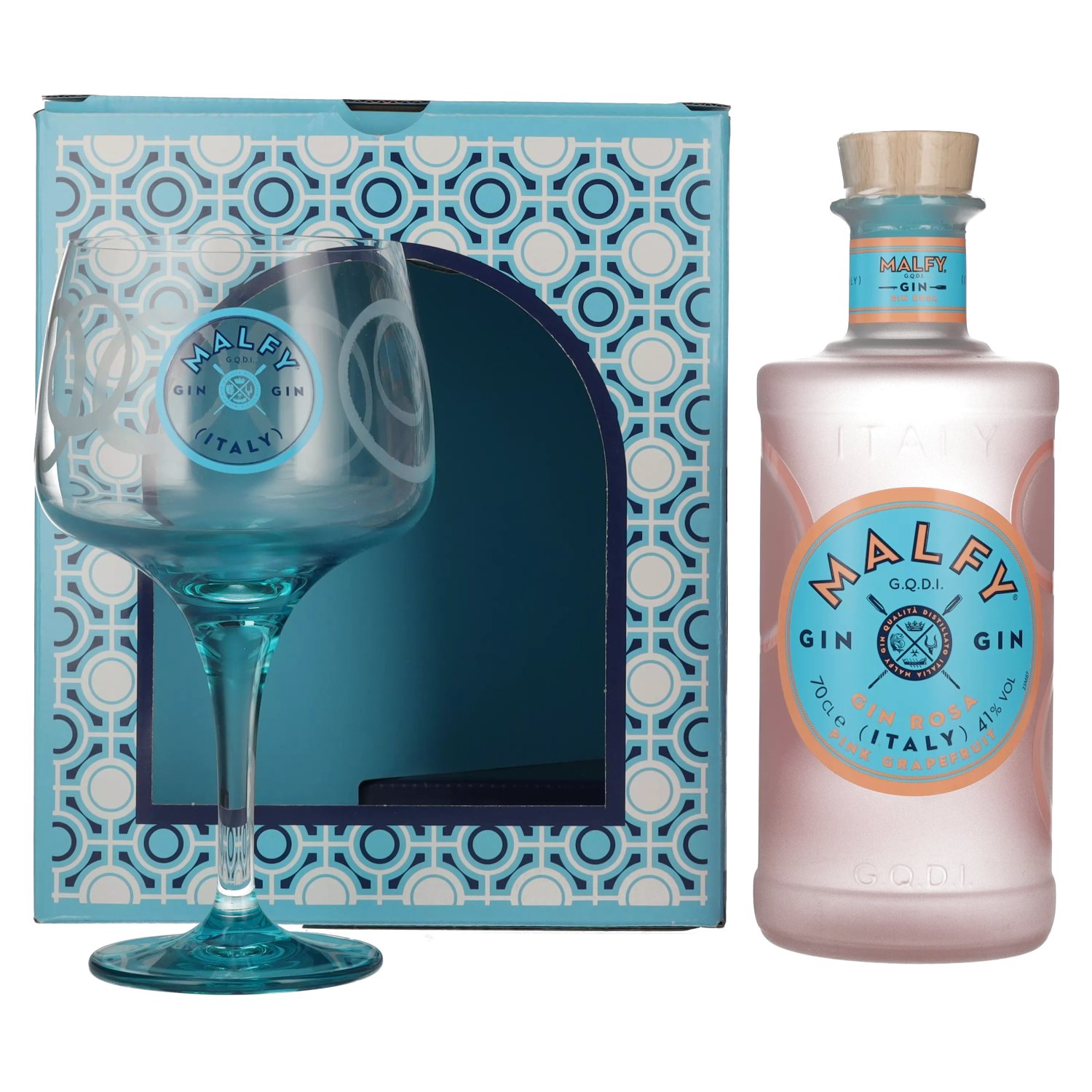 Malfy Gin ROSA Sicilian Pink Grapefruit 41 Vol. 0,7l in Giftbox with glass