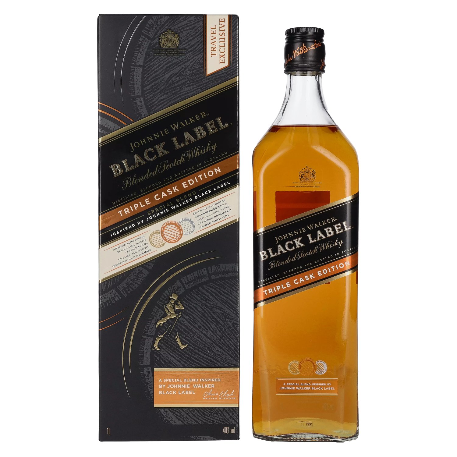 ambitie Is kabel Johnnie Walker BLACK LABEL Blended Scotch Whisky TRIPLE CASK EDITION 40%  Vol. 1l in Giftbox